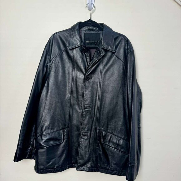 Kenneth Cole Men’s New York Heavy Leather Jacket  size L VINTAGE - Picture 1 of 9